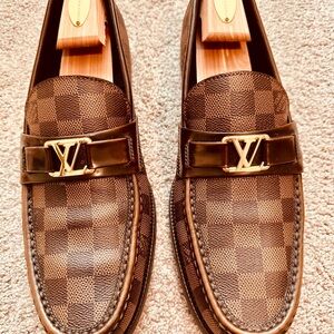 Louis Vuitton's classic Major loafer in Damier canvas Size 9.5 EU 10.5 USA.